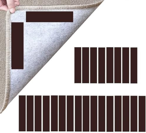 Rug Gripper Carpet Gripper Pack of 24 Non-Slip Rug Grip Pads Anti-Slip Rug Grippers to keep Rugs Securely in Place. Rug Grip Strips for Hardwood Floor, Laminate Floor, Tiled Floor, Doormats, Bathmats.