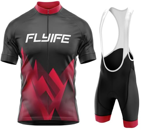 FLYIFE Maillot de Ciclismo para Niños y Niñas, Camiseta de Manga Corta y Pantalones Cortos con Almohadilla para el Asiento con 9D Gel Acolchado para Equipos Pro (TYP-8, XS)