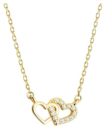 Sofia Milani - Collier pour Femme en Argent 925 - Plaqué Or - avec Pierre de Zircon - avec Pendentif en Forme de Cœur - N0754