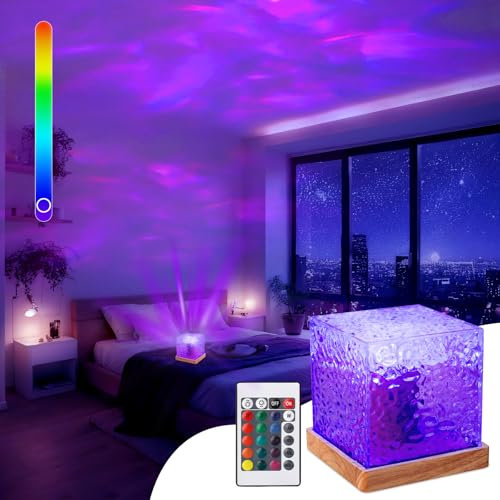 HyDlan Ocean Lamp LED Sternenhimmel Projektor, Kreativ Aurora Lampe 16 Farben 30 Beleuchtung-Effekten mit Fernbedienung für Zimmer Deko, Wave Lamp Erwachsene Kinder für Geschenk Party (Standard)