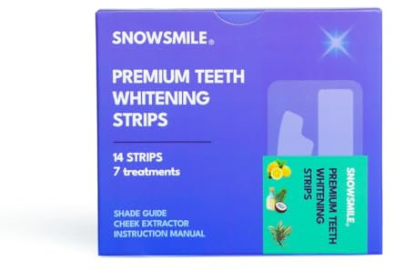 Snowsmile Strisce sbiancanti professionali di alta qualità, 14 strisce, sicure per lo smalto, sbiancamento dei denti non sensibile, senza perossido, veloce ed efficace, include 7 trattamenti +