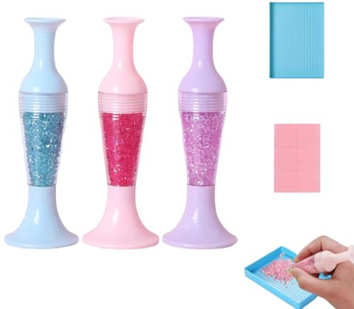 3 Stück Nachfüllbarer Vasenstift Blumentopf,Diamonds Painting Zubehör Stift, Blumentopf-förmiger Punktbohrstift,Diamant Kunstwerkzeuge und Zubehör für die Herstellung von Nagelkunsthandwerk (One size)