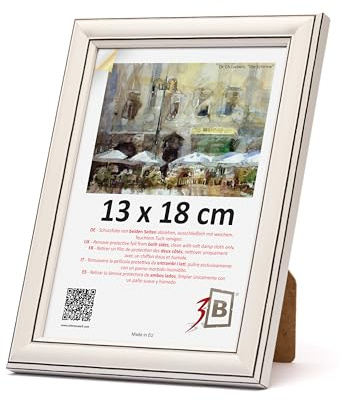 3-B Cornice portafoto Bari RUSTIKAL – Bianco/Nero – 13 x 18 cm – Cornice in legno, cornice portafoto con vetro acrilico