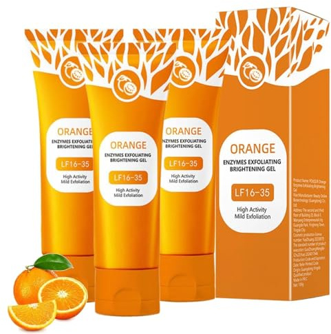 Gel Exfoliant Orange Pour Le Visage,Gel Exfoliant Orange,Gels Exfoliants Corps éClaircissant,Gels Exfoliants Aux Enzymes Purifiante,Gommage Peeling Visage,Pour Profondeur Nettoyage Pores (3PC, 50g)