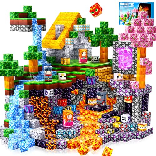 Pourbibi Magnetische Bausteine, 150 Teile Magnetbausteine ab 4 Jahre, Ostern Geschenke Kinder, Magnetspielzeug Magneten Kinder, Magnetblöcke für Kinder ab 3 4 5 6 7 8 9 Jahre Construction