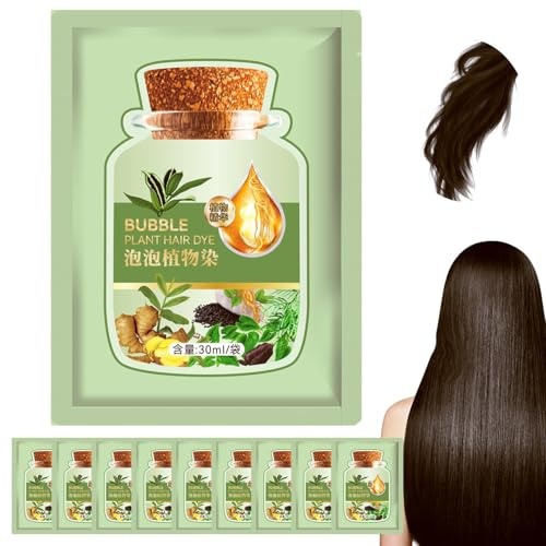 10 PCS Natural Hair Dye Long-lasting Refreshing 30ml Bubble Hair Dye Plant Extract Bubble Shampoo for Grey Color Women Home Salons (Coffee Color)