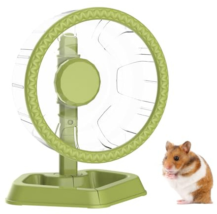 Hamster Wheel, Quiet Spinner Hamster Running Exercise Wheel with Adjustable Stand for Small Animals Syrian Dwarf Gerbils Mice (Green, Small(6.3 inch))