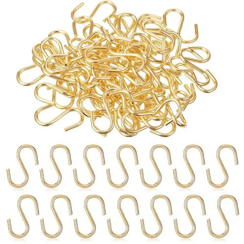 Zelphvt 60 ganci a S piccoli, 2,5 cm, in metallo dorato, per gioielli, collane, piante, luci, piante in vaso e portachiavi