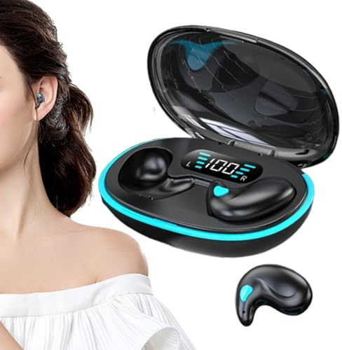 Auriculares de conducción ósea, Auriculares inalámbricos de conducción ósea con cancelación de Ruido, Auriculares intrauditivos inalámbricos, Auriculares para Dormir de Lado, Llamadas claras con
