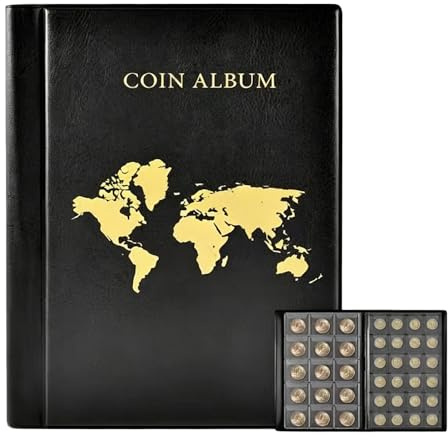 Foreverup Myntalbum med 300 fickor, mynthållare, samlarbok, myntsamlingsbok, myntsamlare, penny ficka för samlare, förvaring av euromynt