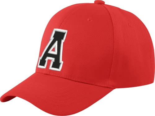 Morefaz Unisex Jungen Mädchen Mütze Baseball Cap ROT Hut Kinder Kappe Alphabet A-Z TM (A)