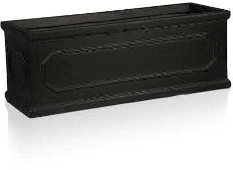 IDEALIST 70cm Plant Pot | Faux Lead Reinforced Stone Large Trough | Chelsea Rectangular Plant Pot | Garden Planters with Drainage Holes L71 W30 H30.5 cm, 43 litres