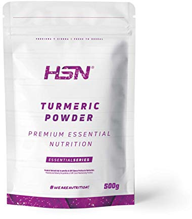 HSN Cúrcuma en Polvo (3% Curcumina) | 500g | 100% Natural Pura Raíz y Rizoma Curcuma longa | No-GMO, Vegano, Sin Gluten