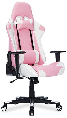 IntimaTe WM Heart Sedia Gaming Gioco Ergonomica Reclinabile 135 °Sedia Racing Girevole 360 ° Stile Sportivo Regolabile Sedie da Ufficio Poltrona di PU Rosa
