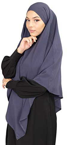 Lamis Hijab – Khimar Hijab – Jilbab für Damen Gr. Einheitsgröße, Blau Figue