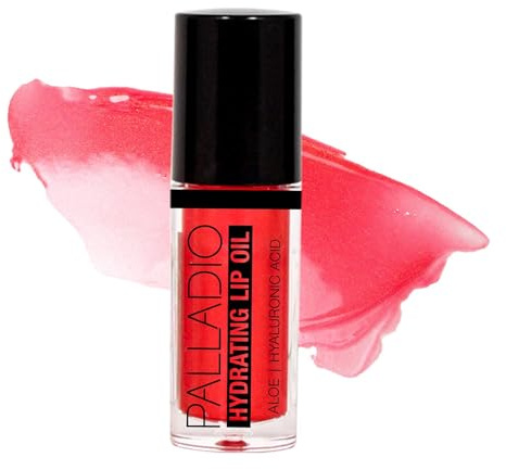 Palladio Hydrating Lip Oil Infused with Hyaluronic Acid, Non-Sticky Formula, Subtle shine with tinted sheer color, liquid lipstick, locks in moisture to prevent chapped lips 0.13 Oz. (BLING)