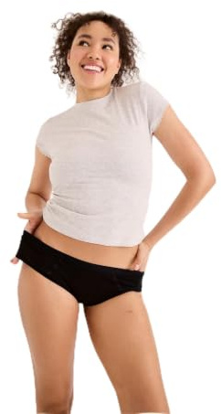SELENACARE Tonåringsperioder underkläder Sporty – menstruationsunderkläder för tonåringar, tvättbara och antibakteriella trosor, 100 % veganska, 25 ml absorption, svart, M