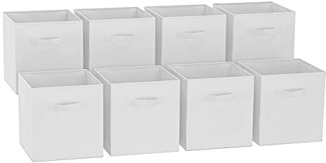 GREATOYAR Juego de 8 Cajas de Almacenamiento, Cajas de Almacenamiento de Tela, Cubos de Almacenamiento Plegables, Cajas de Juguetes Plegables, Cajas de Organización, 31x31x31cm, Blanco, 8 Unidades