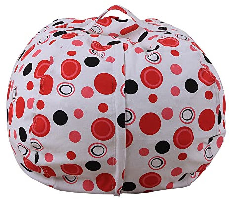 Highdi Niedlich Sitzsack für Erwachsene Kinder Gaming Sitzkissen Waschbarer Weicher Flauschiger Sofabettbezug Ohne Füllung Gartenkissen Bodenkissen (32Zoll,Rot und schwarz)