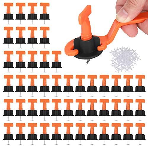 Niveleur de Carrelage 151pcs Kit de Système de Nivellement Leveller de Carrelage, 50pcs Réutilisable Niveleur de Carrelage+100pcs Entretoise+1pcs Clés, pour Outils de Bricolage pour Sol Et Mur