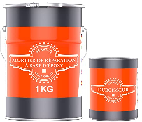BEKATEQ Mortier de réparation BK-150EP, 1kg I Mortier de jointoiement à base de résine époxy bi composant I Pour intérieur & extérieur I Mastic résine coulée pour béton, bois, chape, métal, carrelage