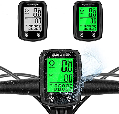Hilceriy Bike Computer and Bicycle Odometer Wired MPH KM/H Bike Speedometer with Automatic Wake-Up Cycling Speed Tracker LCD Display & Single Mileage & Multi-Functions & Calories Statistics