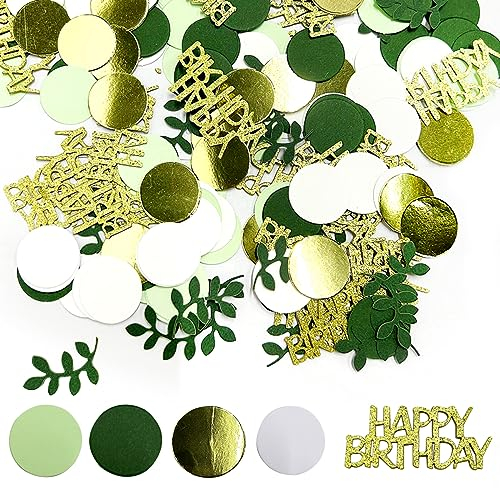 MMDOCO Konfetti Geburtstag Deko,200 Stück Confetti Happy Birthday Deko,Tischdeko Geburtstag Geburtstag Frauen Mann,Streudeko Happy Birthday,Happy Birthday Konfetti Tischdekoration Grün Gold