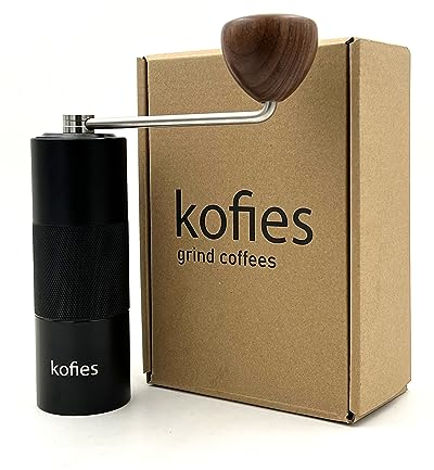 kofies® Handkaffeemühle mit Edelstahlmahlwerk und massivem Holzknauf