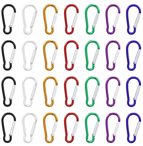 35pcs Piccolo Moschettone, 46 x 2,2 cm Portachiavi in Alluminio Mini Moschettoni, Per Zaini, Campeggio, Tenda, Viaggio, Pesca, Guinzagli Per Cani