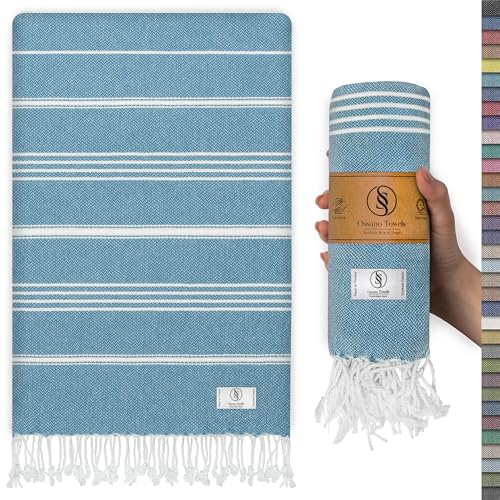 Ossano Towels Toalla de playa turca de gran tamaño, suave, de secado rápido, sin arena, perfecta para la playa, viajes, piscina y baño (39 x 71 pulgadas), turquesa