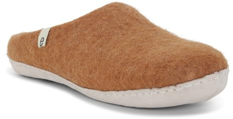 egos Pantoufles pour homme et femme - Chaussons en feutre chauds et confortables pour l'hiver et l'été - Chaussons en feutre faits à la main pour femme en 100 % laine naturelle, marron, 46 EU