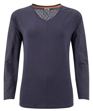 Konstig fisk Topia organisk bomull broderi ärm Outfitter topp, Midnatt, 42