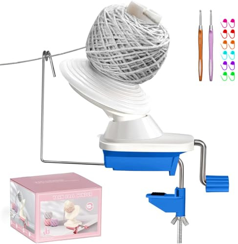 Yarn Winder for Crocheting, Anti-Slip Yarn Ball Winder Efficiently Make Neat Yarn Cake, Yarn Cake Winder with Lower Noise for Fiber and Wool Thread Balls, Knitting Lover's Helper Gift (Blue)