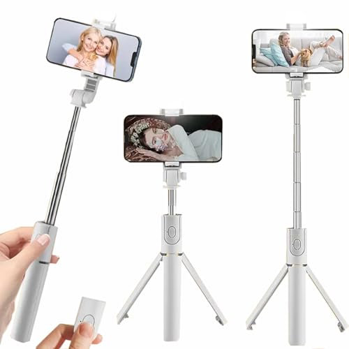 Palo Selfie Trípode con Luz de Relleno, Trípode para Móvil Extra Largo con Control Remoto. Palo Tripode Giratorio de 360°. Tripode Movil Extensible con Control Remoto para iPhone y Android