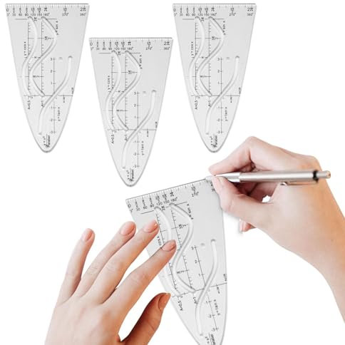3 Stück Parabelschablone Mathe, Kurvenschablone,Parabel schablone, Kurvenlineal, Geometrie Kurvenschablone Lineal, Für Studenten Büro Designer Malerei,Cosinus Tangens
