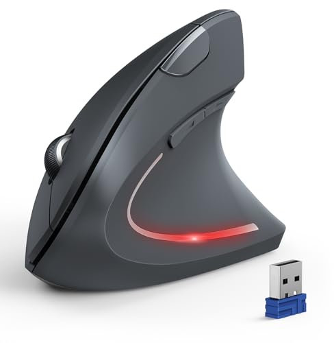 TECKNET Mouse Bluetooth ergonomico senza fili – Mouse verticale wireless con 3 dispositivi (BT+BT+USB), mouse ottico silenzioso con 6 DPI regolabili per laptop/PC/Mac/Tablet/iPad (Win/Android/iOS), 6