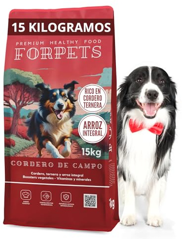 Pienso de Cordero para Perros Hipoalergénico 15 kg | Digestión Sensible, Piel Atópica y Alergias | Sin Gluten Fácil de Digerir | Adultos Razas Medianas y Grandes | FORPETS Cordero y Ternera