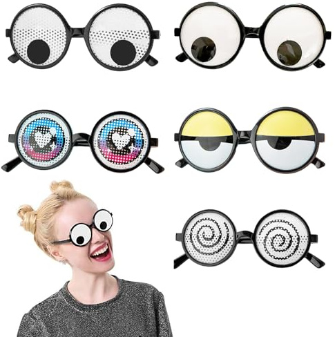 deegbbyi 5 Pezzi Occhiali da Festa, Divertenti Occhiali, Glasses Strani, Accessori Decorativi per Foto, per Il Compleanno di Halloween del Cosplay Della Festa di Carnevale