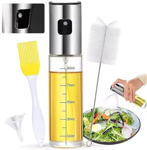 Double.S Oil Sprayer, Oil and Vinegar Spray Bottle for Cooking, Oil Spray 100 ml Atomiser, Refillable Oil Spray Bottle for Salad, Grilling, Baking, Cooking