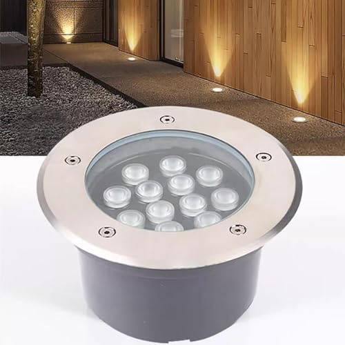 Luces LED para Exteriores, iluminación enterrada, luz Circular para Caminos, Foco empotrable de Suelo IP67, Resistente al Agua, lámpara de pie para césped, terraza o jardín, fácil de Instalar (Rojo,