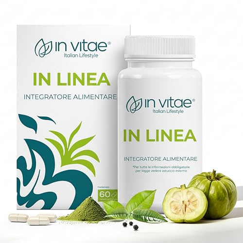 IN VITAE In Linea - Integratore Senso di Sazietà e Metabolismo dei Lipidi con Garcinia Cambogia, Tè Verde e Glucomannano - Supporto Equilibrio del Peso Corporeo - 60 Capsule - Made in Italy