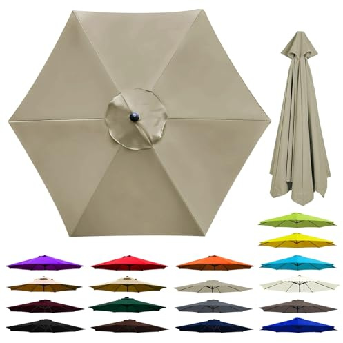 Toldo de repuesto para sombrilla de patio de 6 costillas, impermeable y transpirable, perfecto para jardín, mercado, patio y playa, solución de parasol