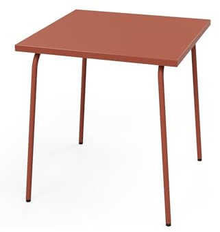 Vente-unique - Tavolo da giardino 2 posti Mirmande - acciaio - terracotta