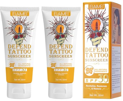 2 Piezas Crema Solar Tatuajes SPF 30+, UVA/UVB Sun Rays Protection