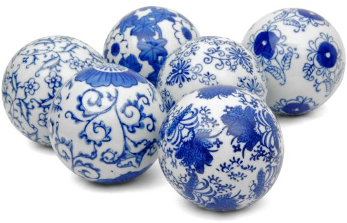 Red Lantern 3 Blue & White Decorative Porcelain Ball Set