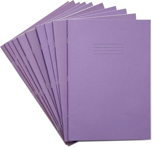 Rhino A4 Exercise Books, 80-Page / 10mm Squared Paper Notebook, 50-Pack, Office & School Stationery Supplies, Purple