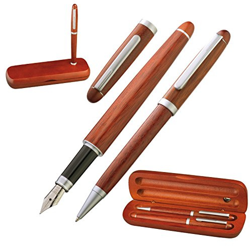 Holz-Schreibset/bestehend aus Füller und Kugelschreiber/Farbe braun