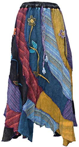 Gheri Aux Femmes Patchwork Gitane Imprimé Fleur Broderie Hippie Jupe B