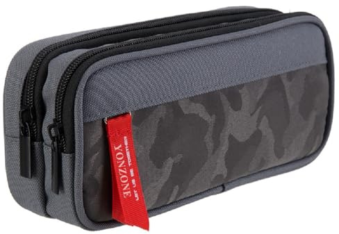 YONZONE Pencil Case Large Capacity Pencil Cases Big Pencil Bag Pouch for Boys Girls, High Storage Stationery Pen Holder School Office Organiser Supplies Makeup Bag with 3 Compartments, Grey