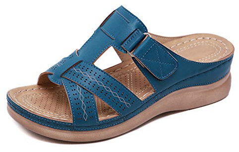 Gelentea Sandali ortopedici da donna Premium Open Toe Vintage antiscivolo traspiranti per l'estate, Blu, 36 EU